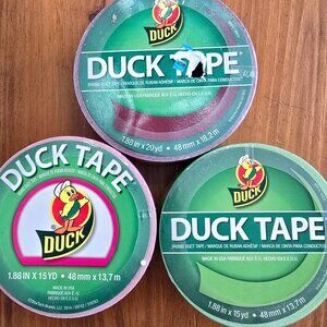 3 New Rolls Duck Brand Duct Tape Purple, Green, & Pink